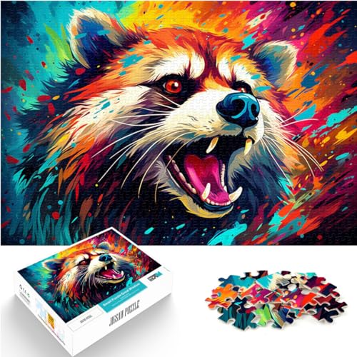 Puzzle-Geschenk, bunter Waschbär, 1000 Teile, Puzzle für Erwachsene, Holzpuzzle, Spaß für Aktivitäten zu Hause, Geburtstagsgeschenk, Reisegeschenke, 1000 Teile (50 x 75 cm)