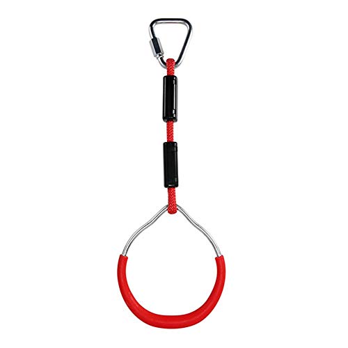 BFVAKBKYT Gymnastik Ringe,Suspension Trainer System, Heavy Duty Trapez Bar Pull Up Gym Ringe for Kind Bunte Hinterhof Outdoor Gymnastic Ring Ninja Hindernis Parcours Kit(Red)