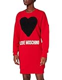 Love Moschino Damen Loose fit Long Sleeved Maxi Heart with Tulle Ruffle Applique and Logo Print Casual Dress, O93+Cuore Nero, D 42