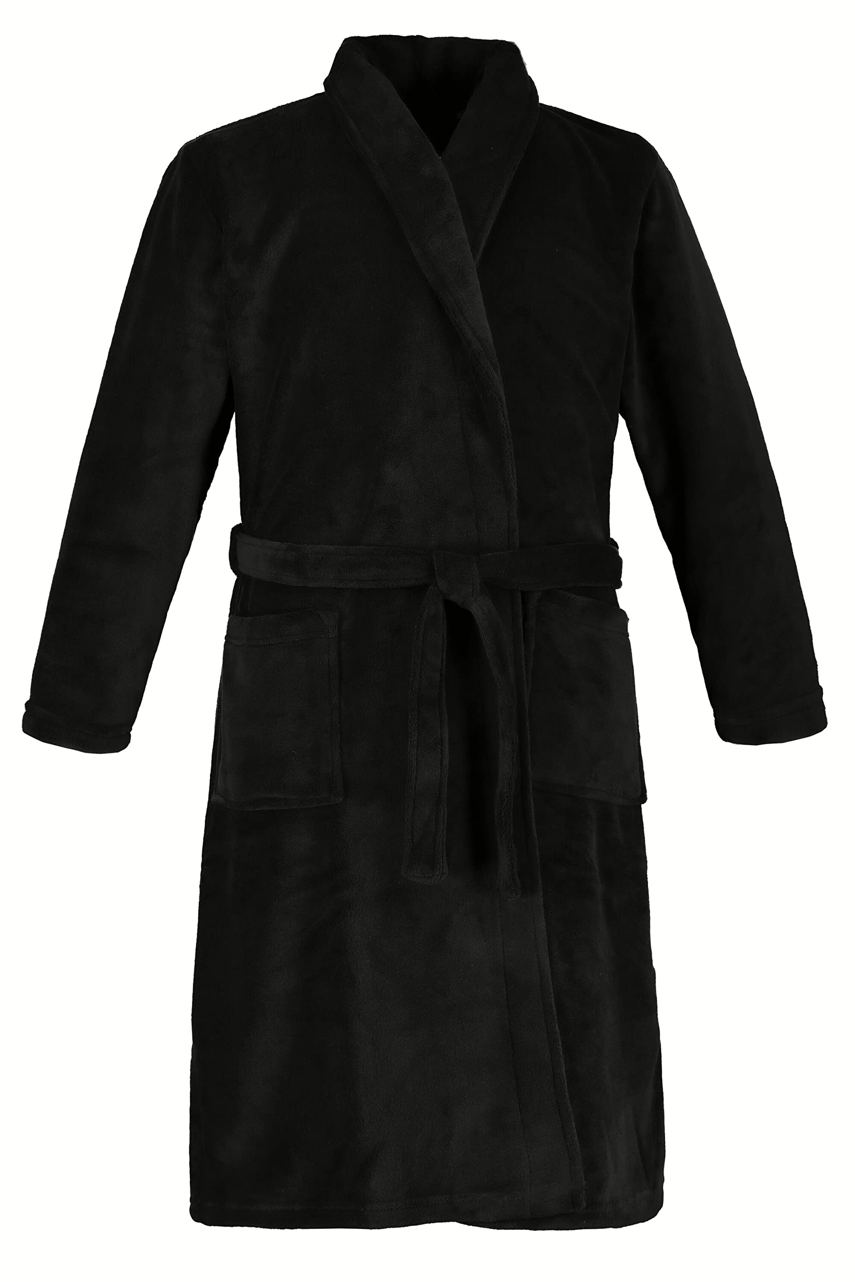 JP 1880 Herren Mikrofaser Bademantel, Schwarz, 8XL EU