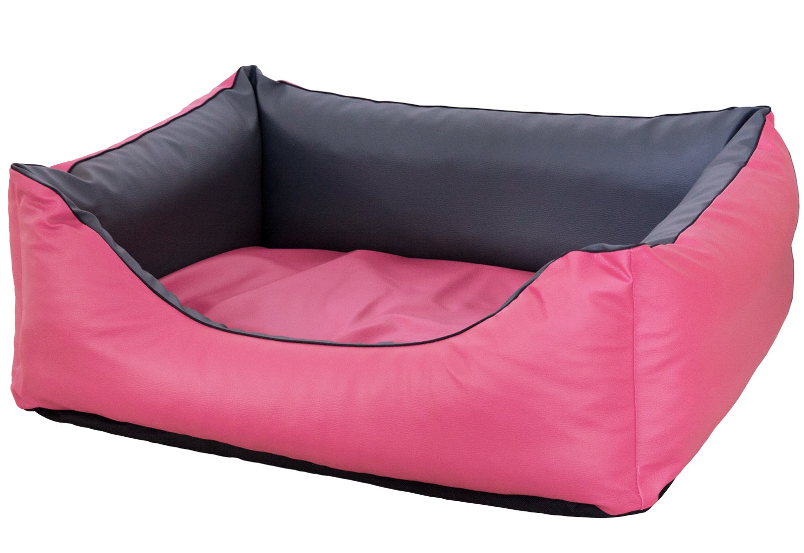 CopcoPet Rocco Orthopädisches Visco Hundebett Hundesofa Wendebett Kunstleder XL ca. 110 x 90 cm Orthopädisch Rosa Grau