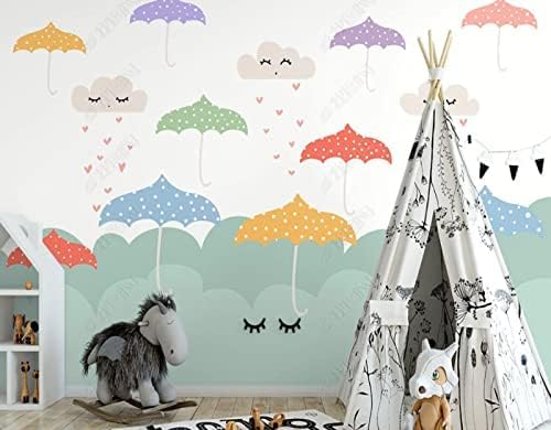 XLMING Cartoon Bunte Wolken Regenschirm Kinderzimmer Küche Esszimmer Arbeitszimmer Wohnzimmer TV Hintergrund Wand 3D Tapete-400cm×280cm