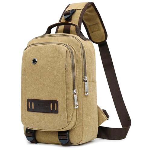 ohodhmnu Damen Tragetasche, Herren Crossbody Bag Stilvolle & Herren Canvas Schultertasche für Reisen & Freizeit für Handy Geldbörse & Schlüssel, khaki, with accessories