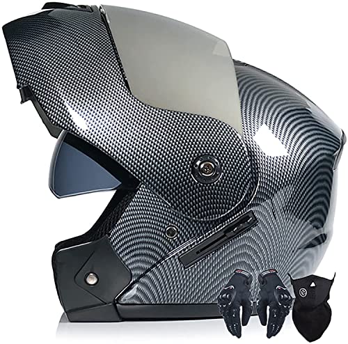 Motorradhelm Damen Herren,Klapphelme Modularer Helm Motorradhelm Integralhelme Roller-Helm Scooter-Helm Mofa-Helm DOT/ECE Zertifiziert Für Erwachsene Mit Doppelvisier