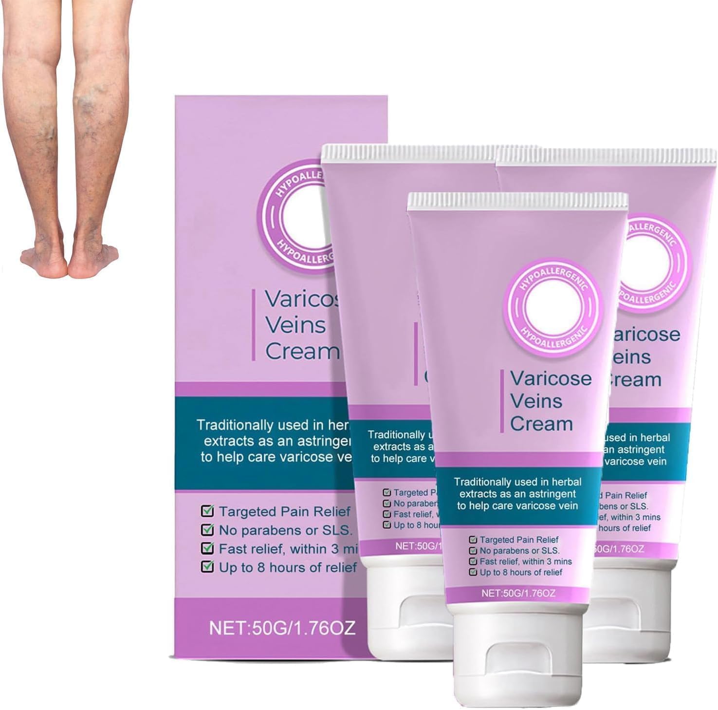 OUJTWMDQ 50 g Creme zur Linderung von Krampfadern an den Beinen, Creme zur Linderung von Krampfadern, Creme zur Reparatur von Besenreisern, verbessert die Durchblutung für Frauen und Männer