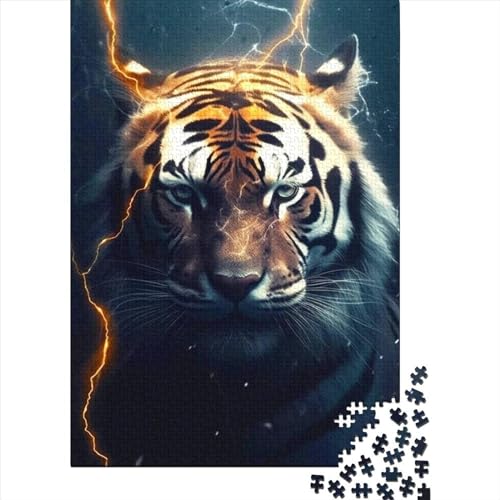 Tigers of The Midnight Storm Holzpuzzle für Erwachsene, Puzzle 1000 Teile, Puzzle für Erwachsene, Teenager, Geburtstagsgeschenk für Erwachsene, Jungen und Mädchen, 75 x 50 cm