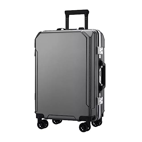 KJZQXYX Koffergepäck mit Spinnerrädern, Trolley-Koffer mit Aluminiumrahmen, zwei USB-Ladeanschlüssen, TSA-Zahlenschloss (dark gray 22 in)