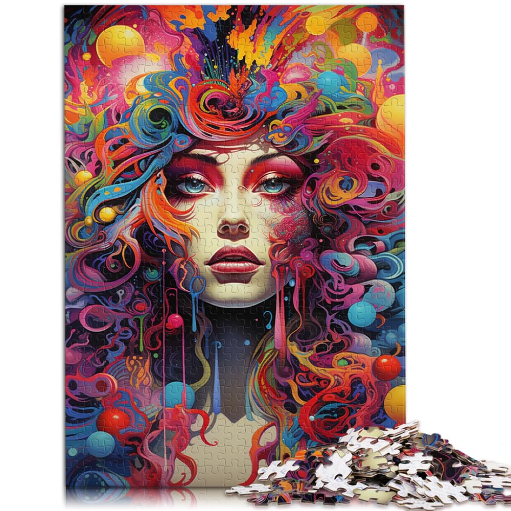 Puzzle-Spiele Buntes psychedelisches Frauen-Puzzle 1000-teiliges Puzzle für Erwachsene Holzpuzzle Interessantes Puzzle zur Stressreduzierung 1000 Teile (50 x 75 cm)