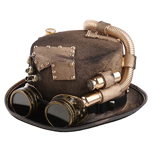 Ranuw Steampunk Zylinder Für Männer Mit Brille Bowler Zylinder Zylinder Party Kostüm Karneval Nachtclub Bowler Zylinder