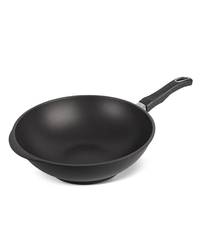 Original Gundel GUSS-WOK, Ø 30 cm, Höhe 10 cm, Rühr-Pfanne PFOA-frei, Akku-Therm Boden - fester Stiel