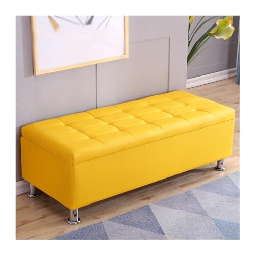 Schuhregal Rechteckiger Sofahocker, Schuhwechselhocker, Nachttischhocker, multifunktionaler Aufbewahrungshocker, Ankleidezimmer, Umkleidekabine, Lederhocker Schuhrschrank(Yellow,100*40*40cm)