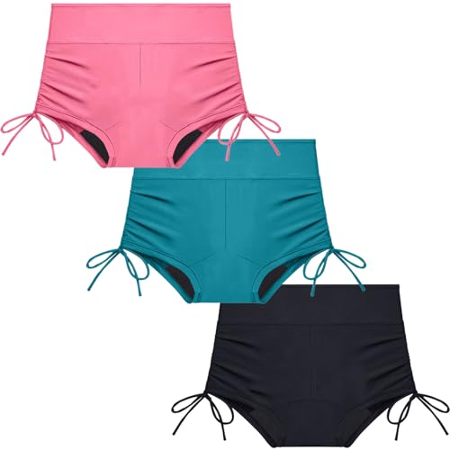 3pcs Bademode Zum Schwimmen Zeichenfolge, PeriodenunterschwäSche Starke Blutung Spurlos, Inkontinenz Slip Damen Perioden Hohe Taille