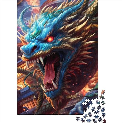 Raging Dragon Holzpuzzle für Erwachsene 1000 Teile für Erwachsene Schwierige Puzzles ganze Familie und die 75x50cm