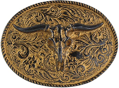 BELTINGER Gürtelschnalle Longhorn 4,0 cm | Buckle Wechselschließe Gürtelschließe Reitaccessoires 40mm Massiv | für Reit- und Western-Outfit | Gold