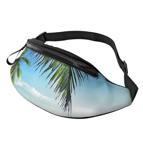 HSJFS 3D-Wand-Gürteltasche, Unterwasserwelt, Fisch-Druck, verstellbare Hüfttasche, lässige Brusttasche, Tropische Palme Hawaii Strand, Einheitsgröße