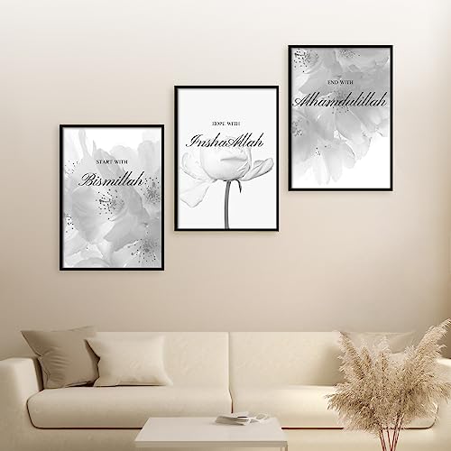 HAVA Artwork Grey Dream Poster Set, Islamische Poster, Islamische Bilder, Islamische Dekoration, Islamische Geschenke, Bilderrahmen, Allah Wandbild