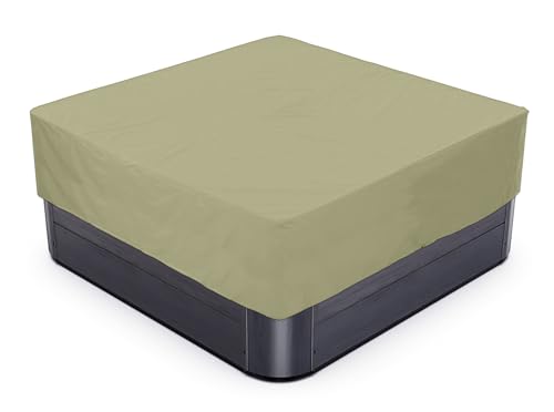 BaCover Outdoor Quadrat Whirlpool-Abdeckung, 210D Oxford Garten Spa Abdeckung Wasserdicht Staubdicht UV-geschützt Poolabdeckung,Beige,218x218x50cm