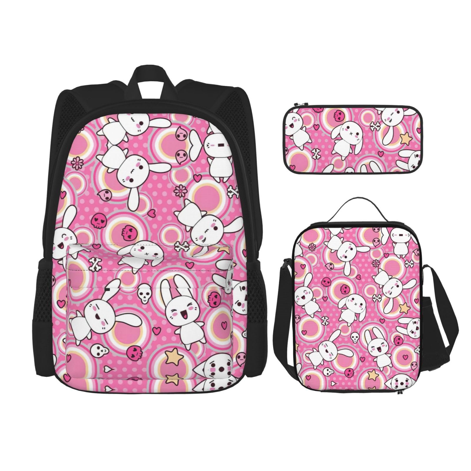 WURTON Cartoon Tiere Druck Schule Rucksack 3 In 1 Büchertasche Set Mit Lunch Box Bleistift Fall Reise Laptop Daypacks