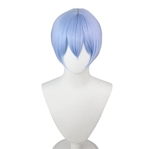 LINLINCD-Wig Anime Cosplay Eva New Century Evangelist Lingbo Li hellblau cos Perücke Ayabari Lange Kopfhaut Kurze Haare Hellblau