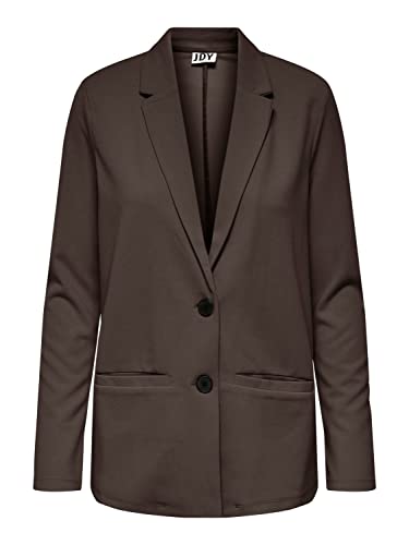 JdY Damen Langarm Blazer Eleganter Basic Cardigan Business Jacke Mantel JDYLOUISVILLE mit 2 Knöpfen, Farben:Braun, Größe:M