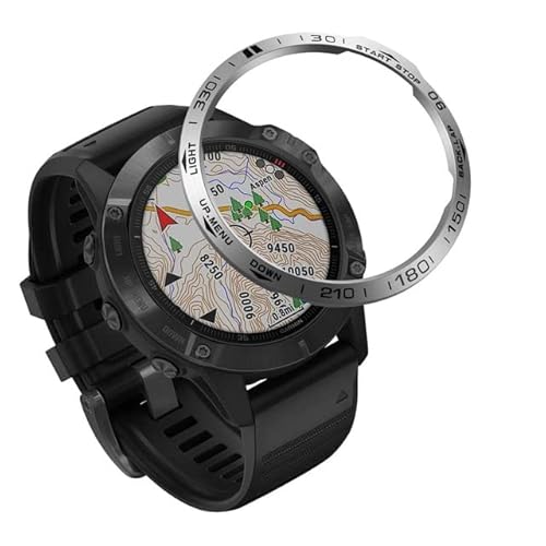 BANDKIT Schutzhülle für Garmin Fenix 7 6 6X Pro 5 Plus Smartwatch, Edelstahlabdeckung, kratzfester Schutzring, For Fenix 6 sapphire, Achat