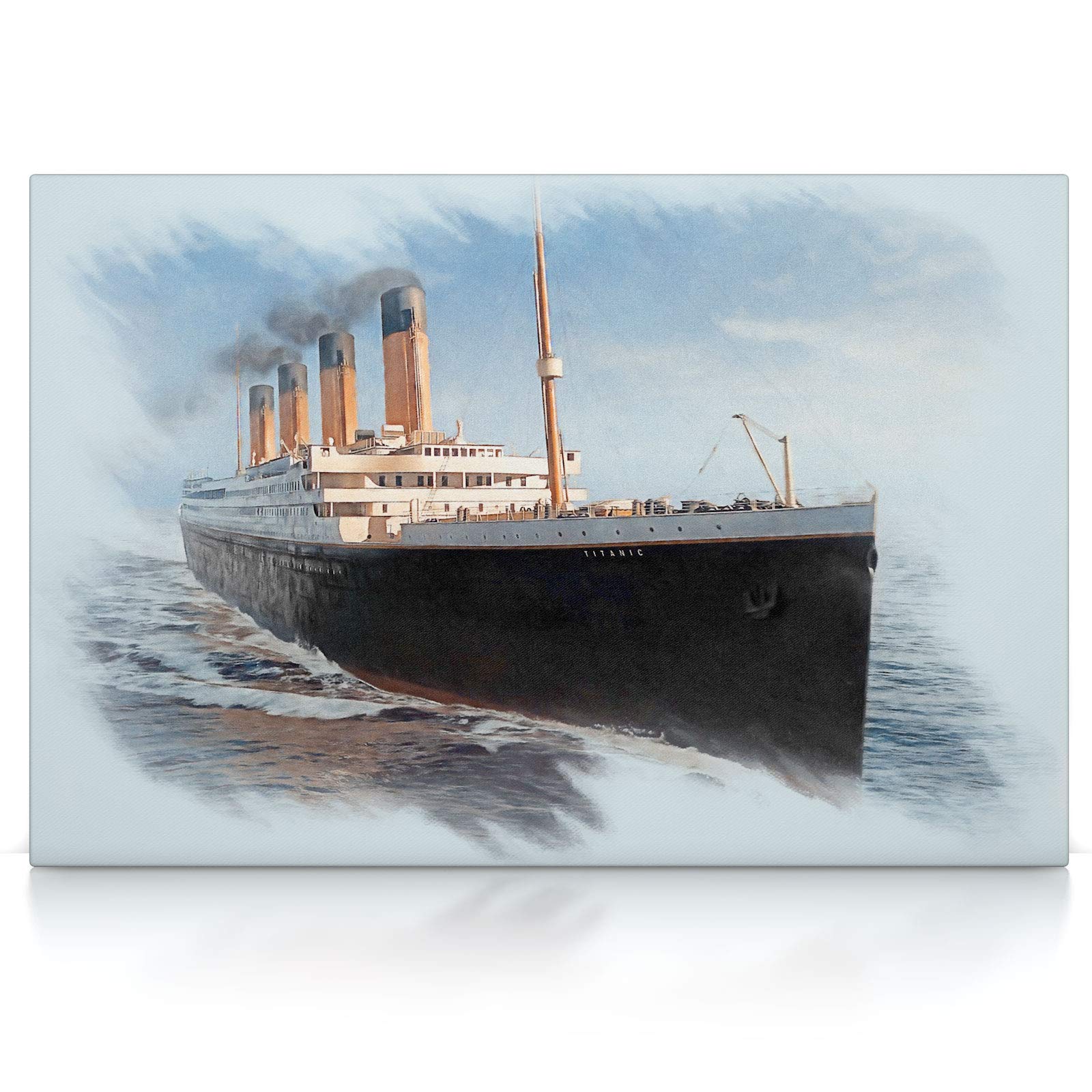 Titanic - Leinwand Bild - Schiff Film Wandbild aufhängefertig Kunst Druck Bilder Wand Deko Modern Art XXL Wohnzimmer (80 x 60 cm, Leinwand auf Keilrahmen)