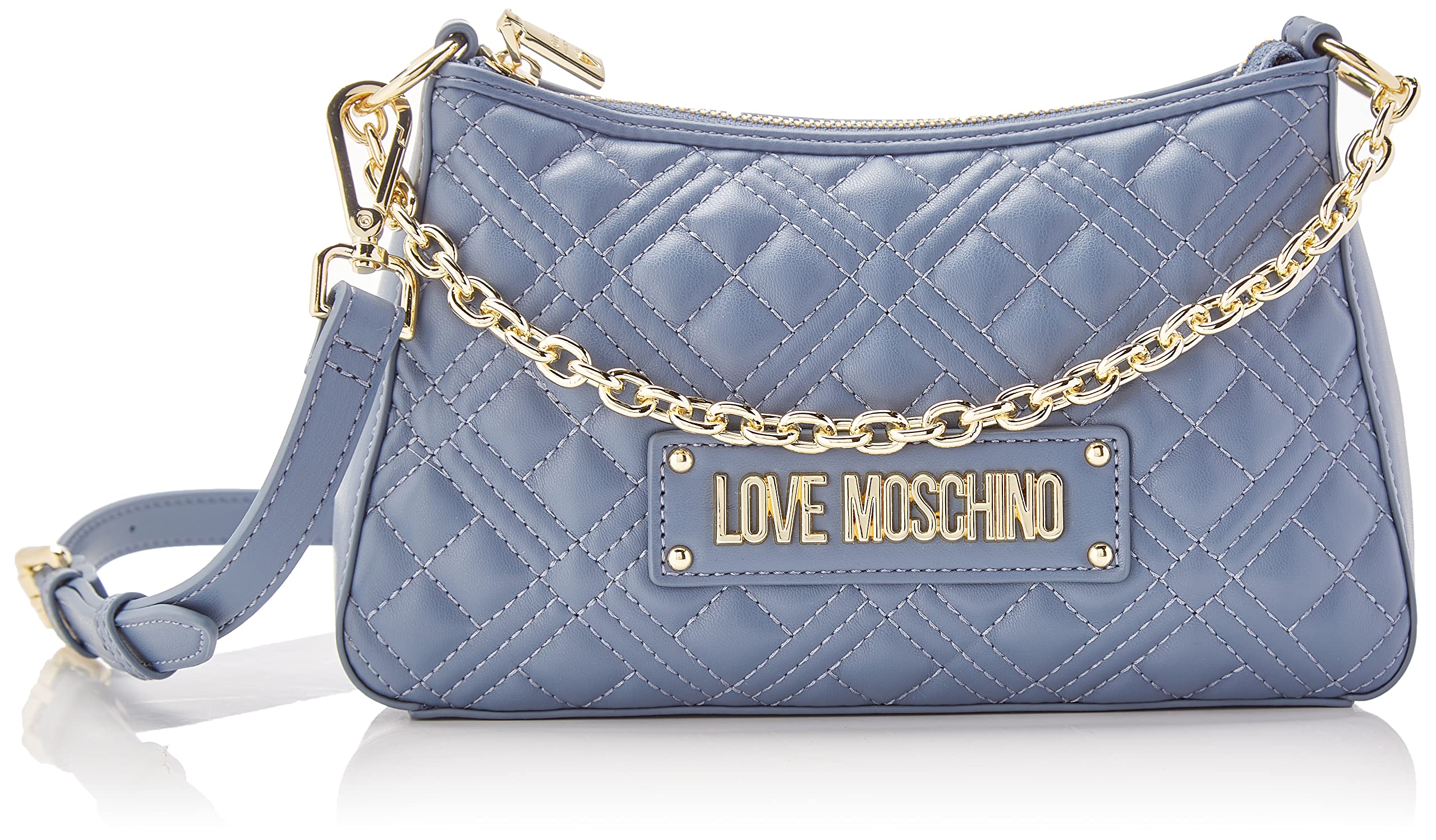 Love Moschino Damen Borsa Quilted Pu Denim Umhngetasche, Denimblau