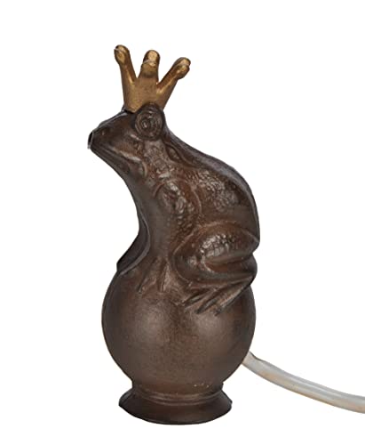 Spetebo Wasserspeier Froschkönig aus Gusseisen Dunkelbraun - 22 x 11 cm - Teichfigur inklusive Wasserpumpe - Garten Brunnen Teich Deko Figur außen