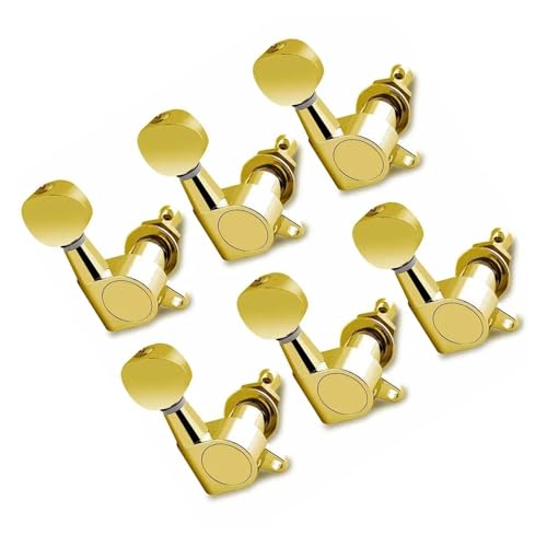 Strings Tuning Pegs Mechaniken Für Gitarre 6er-Pack Stimmwirbel für Gitarrensaiten, halbgeschlossene, langlebige Stimmköpfe (Color : Gold)