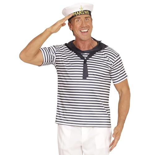 WIDMANN 03122 Erwachsenenkostüm Marine Set, Shirt und Hut