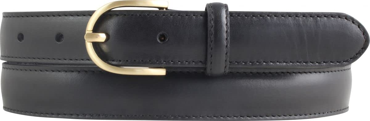 BELTINGER Damen-Gürtel aus Vollrindleder 2,5 cm | Schmaler Gürtel für Damen 25mm | Bombierter Ledergürtel mit goldener Gürtelschnalle | Schwarz 95cm