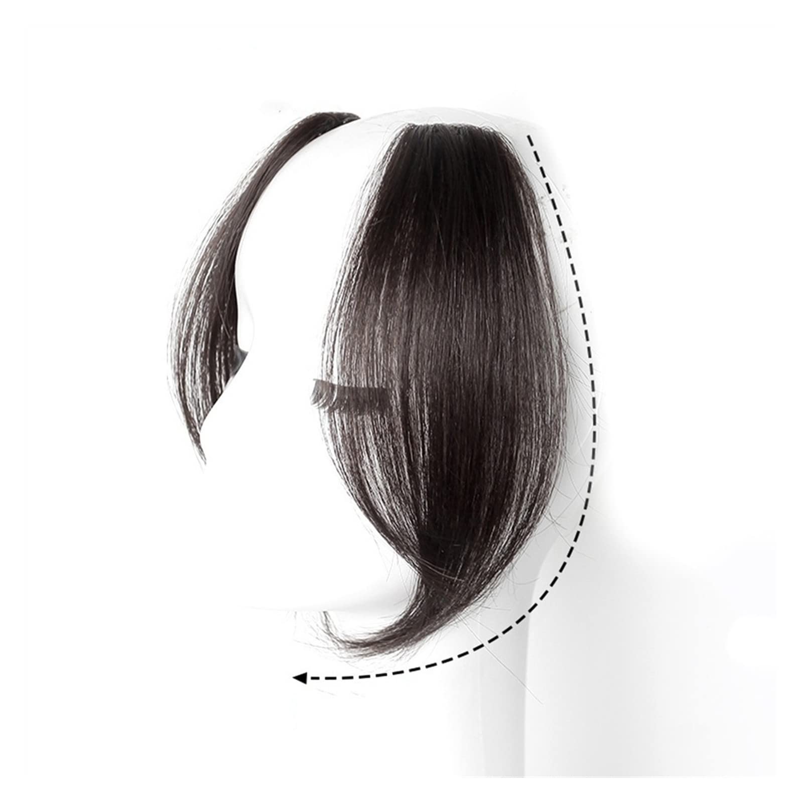 Pony Extension für Damen 2 Stück Wellen-Seitenpony, synthetischer Fake-Fransen-Haarteil, Mittelteil-Pony-Haarverlängerung, Clip in der Vorderseite, seitlicher Pony for Frauen Fringe Bangs(Natural blac