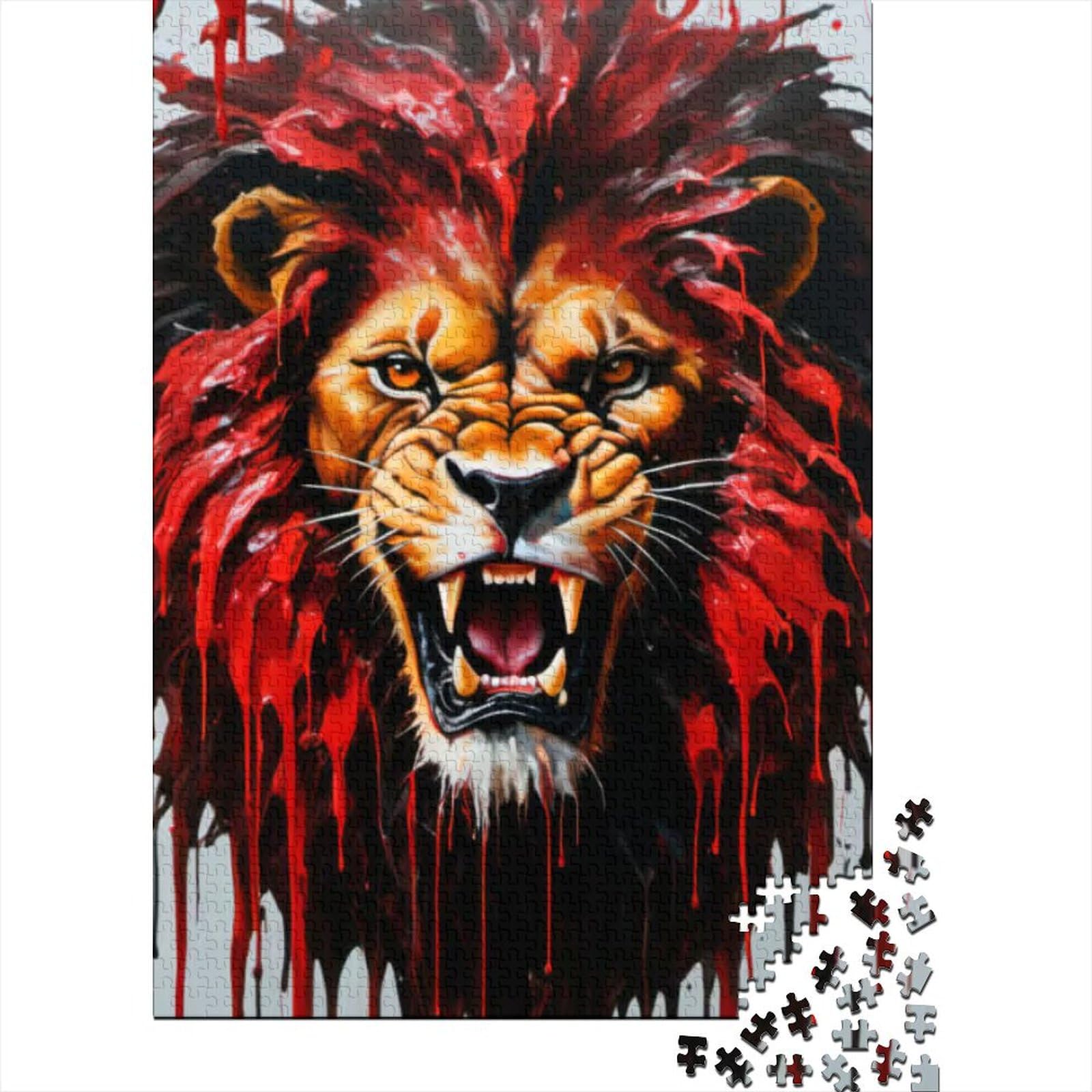 500-teiliges Puzzle für Erwachsene und Teenager, tropfende Farbe, Löwenkunst, Puzzles für Erwachsene und Teenager, Lernpuzzle, Familienspiel (Größe: 52 x 38 cm)