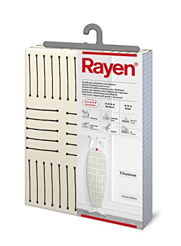 Rayen 6304.01 Bezug für Bügeln elastisch Premium, weiß mit schwarzen Streifen, 127x51 cm