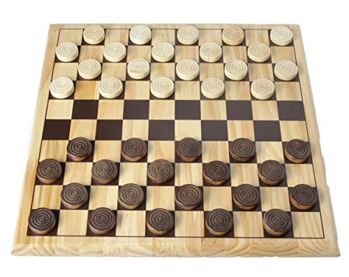 Engelhart - 150235-150236- Schachspiel und Dame Birkenholz - 30 cm x 30 cm - Massivholz-Spielbrett - komplettes Spiel mit Stücken - ab 6 Jahren (Dame)