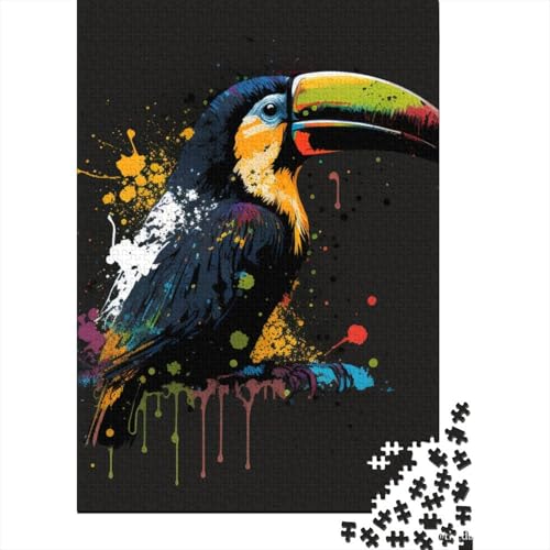 Aquarell-Tukan, schwierige, anspruchsvolle Puzzles mit 500 Teilen für Erwachsene Teenager, entspannendes intellektuelles Lernspielzeug 20,47x14,96 Zoll