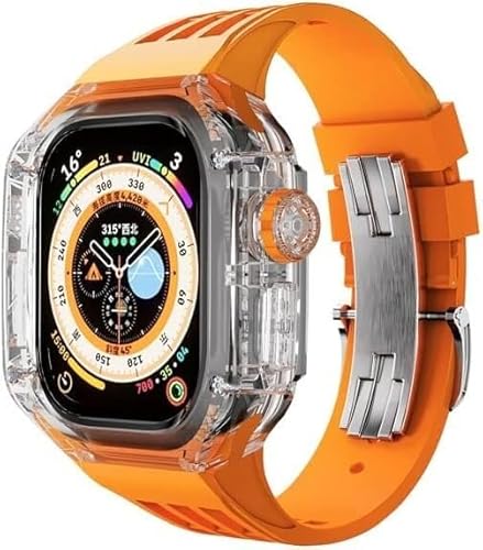 YIHANSS Umrüstsatz für transparentes Uhrengehäuse und Gummiarmband, für Watch Ultra 49 mm, Gummiarmband, kompatibel mit Sportarmband-Ersatzzubehör der Iwatch-Serie