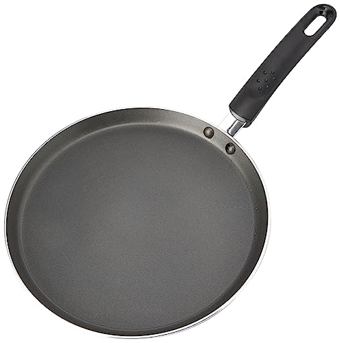 MasterClass Pfannkuchenpfanne, Crepe-Pfanne, induktionssicher und antihaftbeschichtet, mit gedrucktem Rezept, 24 cm (11''), Schwarz