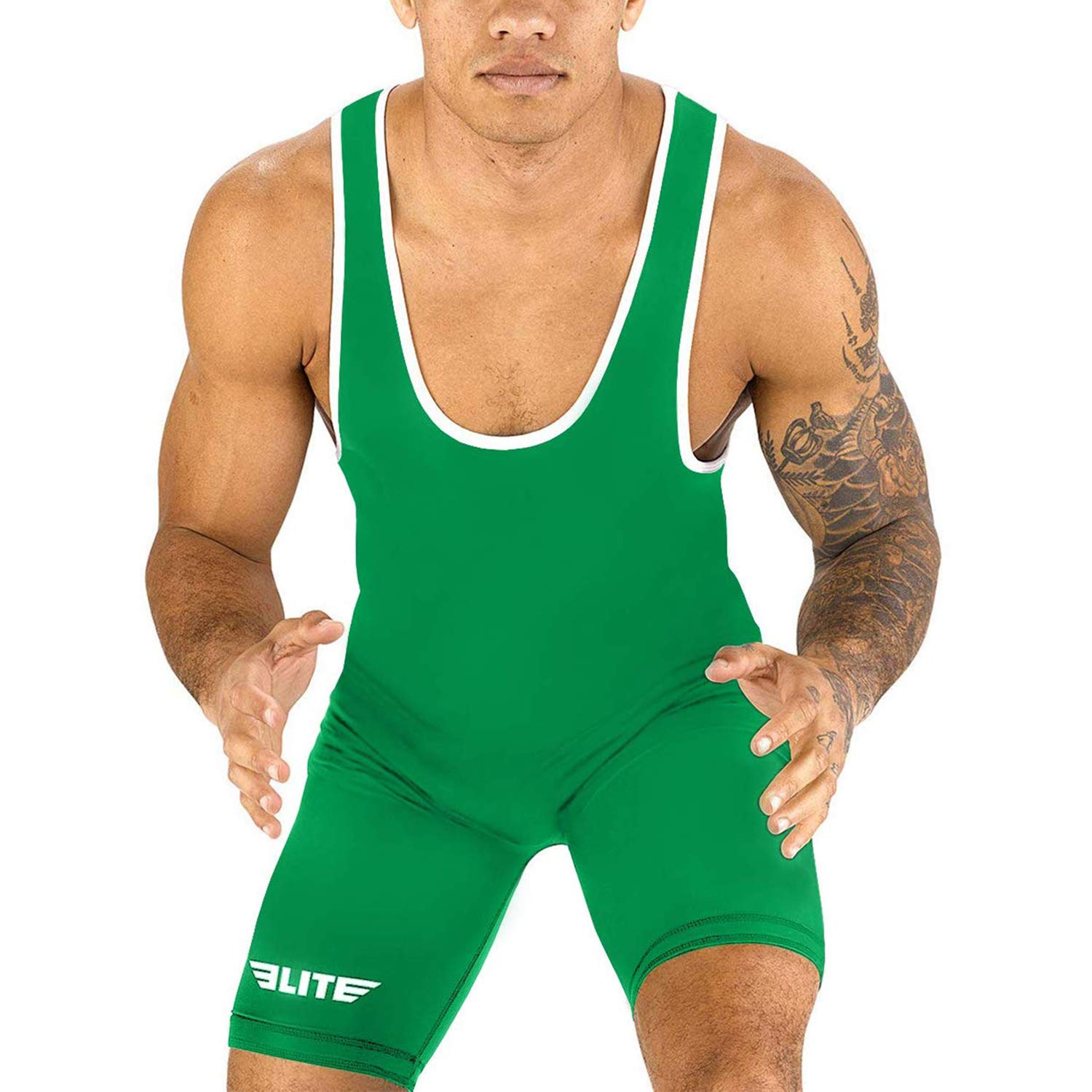 Elite Sports Herren Wrestling Singlets Standard Singlet für Männer Wrestling Uniform (Grün, XL)