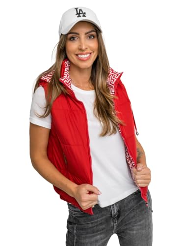 BOLF Damen Weste Bodywarmer Steppweste Daunenweste Funktionsweste Vest Ärmellose Sportweste Kapuzenweste Wärme Freizeit Outdoor Slim Fit Modellauswahl 16M9091 Rot M [U1U]