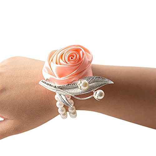 Ein Armband mit Blumen, ein Handgelenk mit Blumen Frauen Hochzeit Braut Brautjungfer Perle Handgelenk Blume Armband Boutonniere Braut Handgelenk Corsage Hochzeit Zubehör (Color : 3)