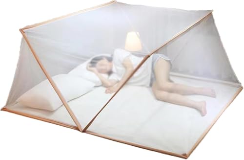 Tragbares, faltbares Moskitonetz für EIN komplettes Queen-King-Size-Bett – leichtes, atmungsaktives Bettzelt-Überdachung mit einfacher Installation – lichtreduzierendes Blau – 190 x 175 x 80