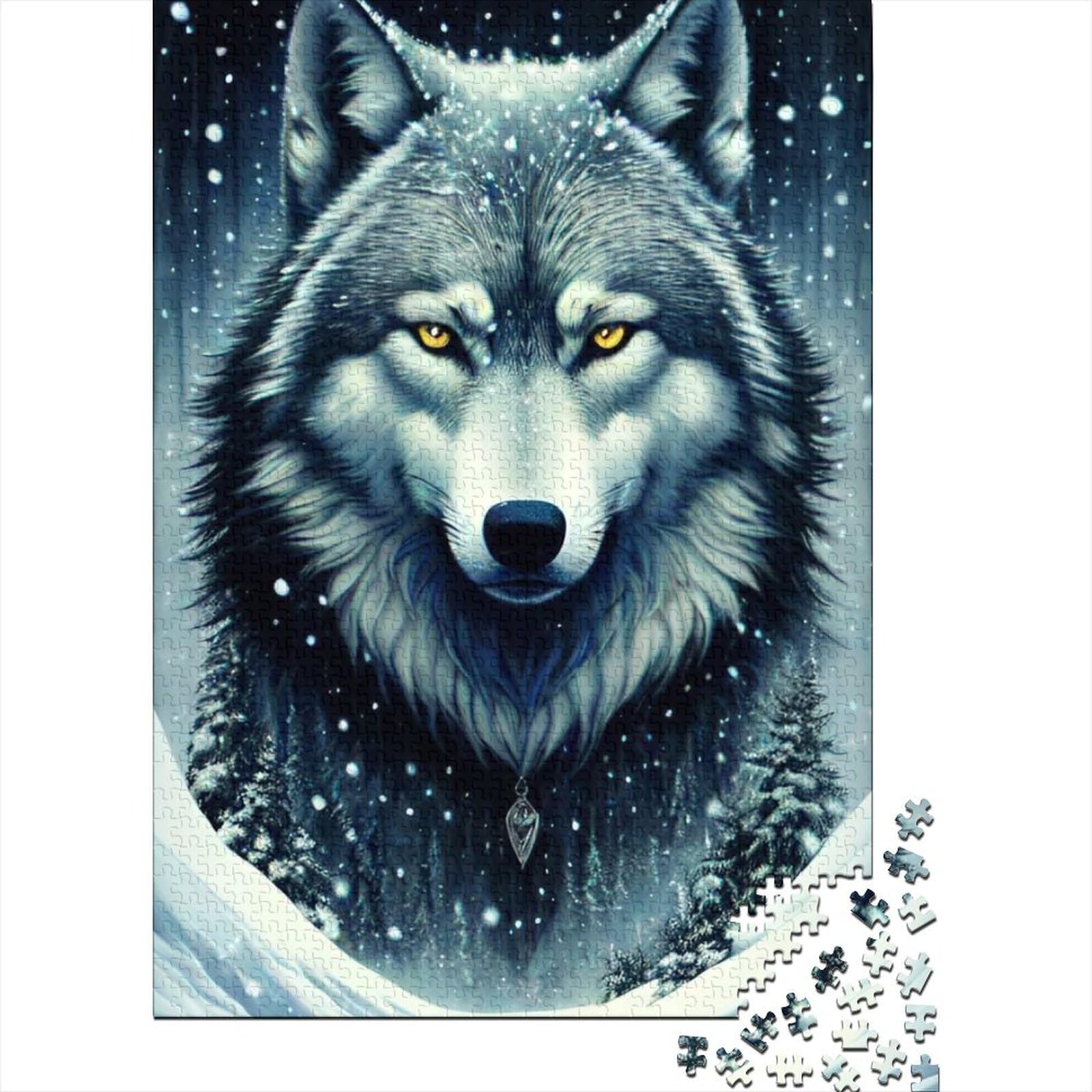 Fantasy Strange Wolf Puzzles für Erwachsene Puzzles 1000 Teile für Erwachsene Schwierige Puzzles Holzpuzzles für Erwachsene Teenager 75x50cm