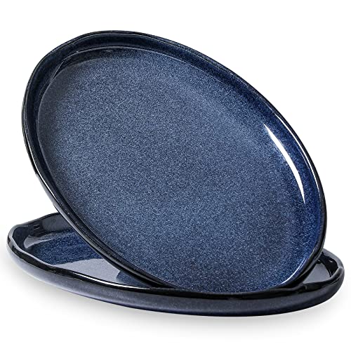 vicrays Servierplatte Keramik Tablett Teller Extra Groß Oval 37,8 cm Porzellan Speiseteller Lang Serviergeschirr Set Unterhaltung Party Restaurant Essen Fleisch Sushi Fisch Truthahnplatte