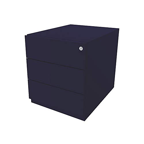 BISLEY Rollcontainer Note mit Griffleiste, 3 Universalschubladen, Metall, 639 Oxfordblau, 56.5 x 42 x 49.5 cm