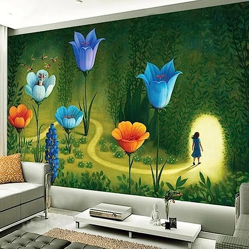 XLMING Niedliche Cartoon-Blume Ölgemälde 3D Tapete Home Dekoration Wohnzimmer Sofa Schlafzimmer Tv Hintergrund Wand-250cm×170cm