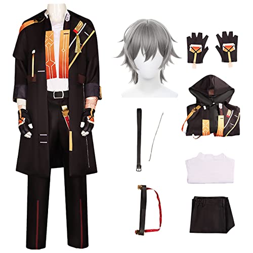 JGZGCG Honkai Star Rail Caelus Cosplay Kostüm Komplettes Set mit Perücke Star Rail Trailblazer Caelus Cosplay Verkleidung Caelus Uniform Halloween Karneval Party Bühnenauftritt Kostüm Erwachsene