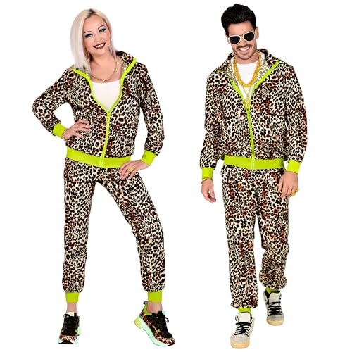 Widmann 97201 - Kostüm 80er-Jahre Trainingsanzug Leopard, Jacke und Hose, angenehmer Tragekomfort, Jogginganzug, Retro-Style, Bad Taste Party, Karneval