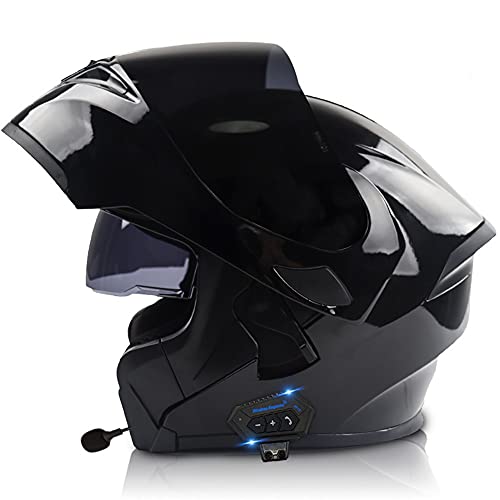 Klapphelm mit Bluetooth,Helm für Motorräder Integralhelme Flip-up Motorradhelm ECE-Zertifizierung Anti-Fog-Doppelspiegel Die Windgeräusche Leicht für Frauen Männer Unisex 57~64CM