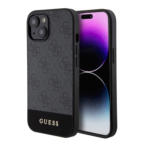 Guess iPhone 15 Handyhülle Kompatibel mit Magsafe iPhone 15 Hardcase 4G Pu Bottom - Black